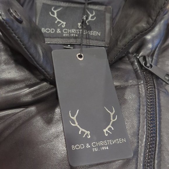 NWT Body & Christensen Black Super Soft Leather Puffer jacket - Picture 7 of 11